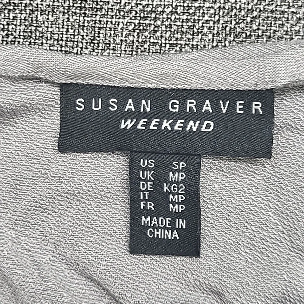 Susan Graver Weekend Jersey Knit Open Cardigan w Pockets Petite Small Size Gray